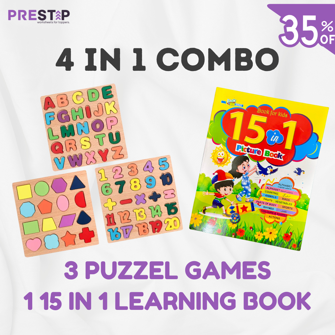 3 Puzzle Learning Toys + 15 in 1 Learning Book