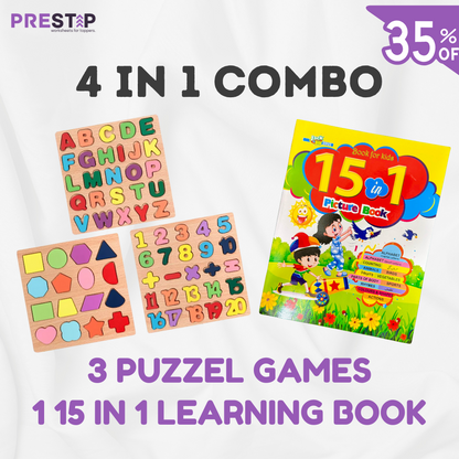 3 Puzzle Learning Toys + 15 in 1 Learning Book