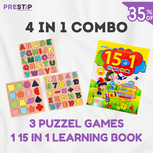 3 Puzzle Learning Toys + 15 in 1 Learning Book