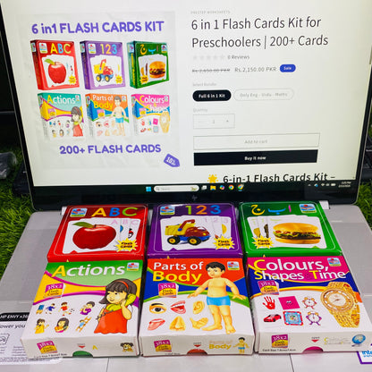 6 in 1 Flash Cards Kit for Preschoolers | 200+ Cards