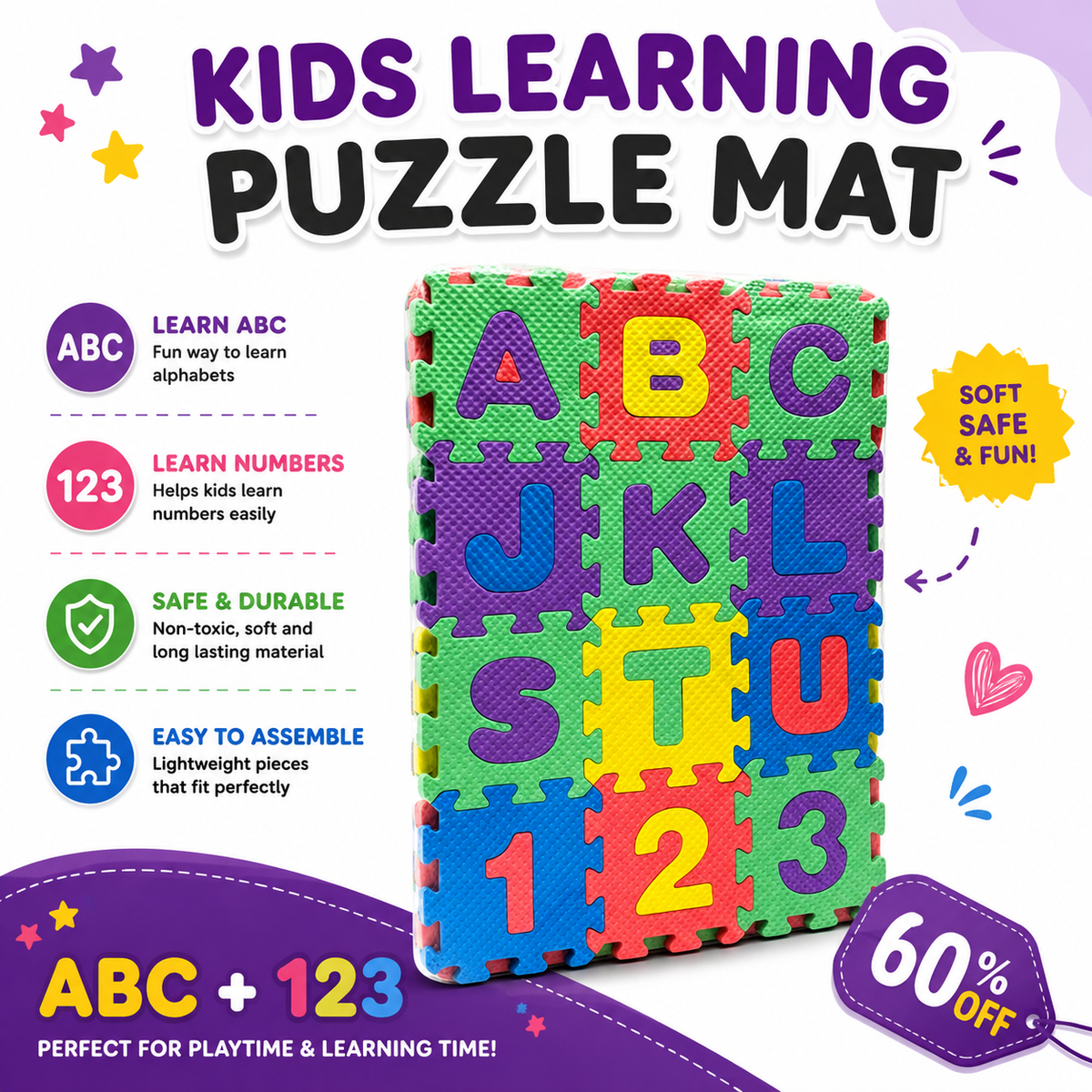 Preschool ABC & 123 Learning Mat