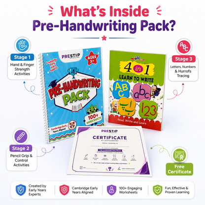 Pre-Handwriting Pack | Step-by-Step Pencil Control Course with Certificate | Ages 3 to 5