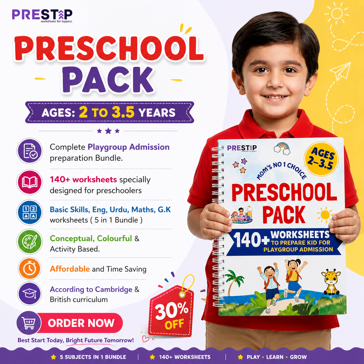 Preschool Pack Playgroup Admission Preparation Bundle 2 to 3.5 Years