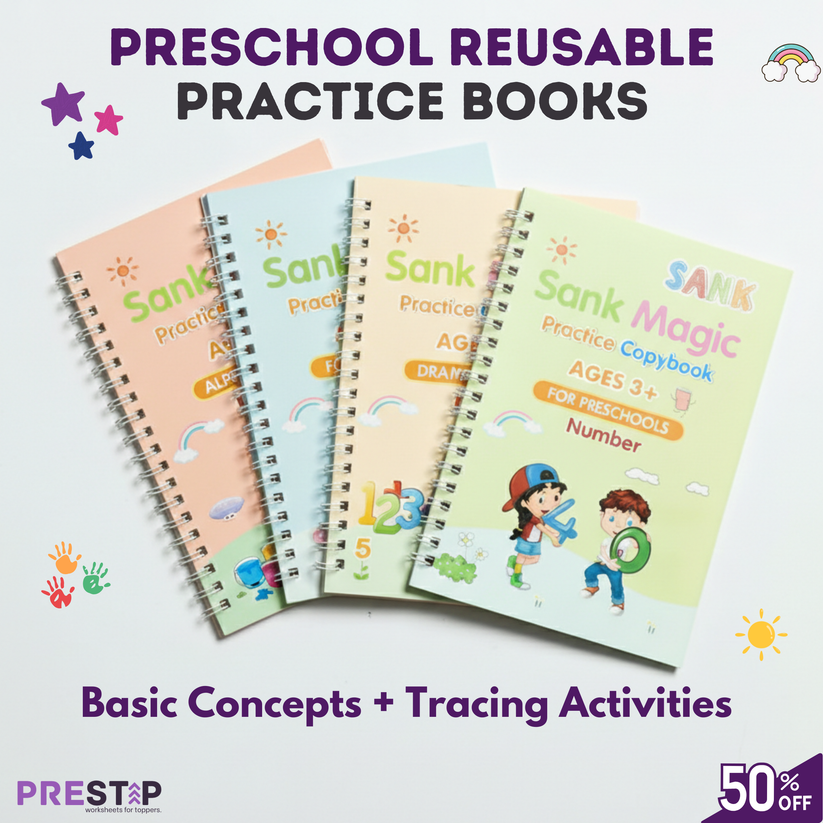 Preschool Reusable Practice Books Pack of 4 | Self-Erasing | Prestep ...