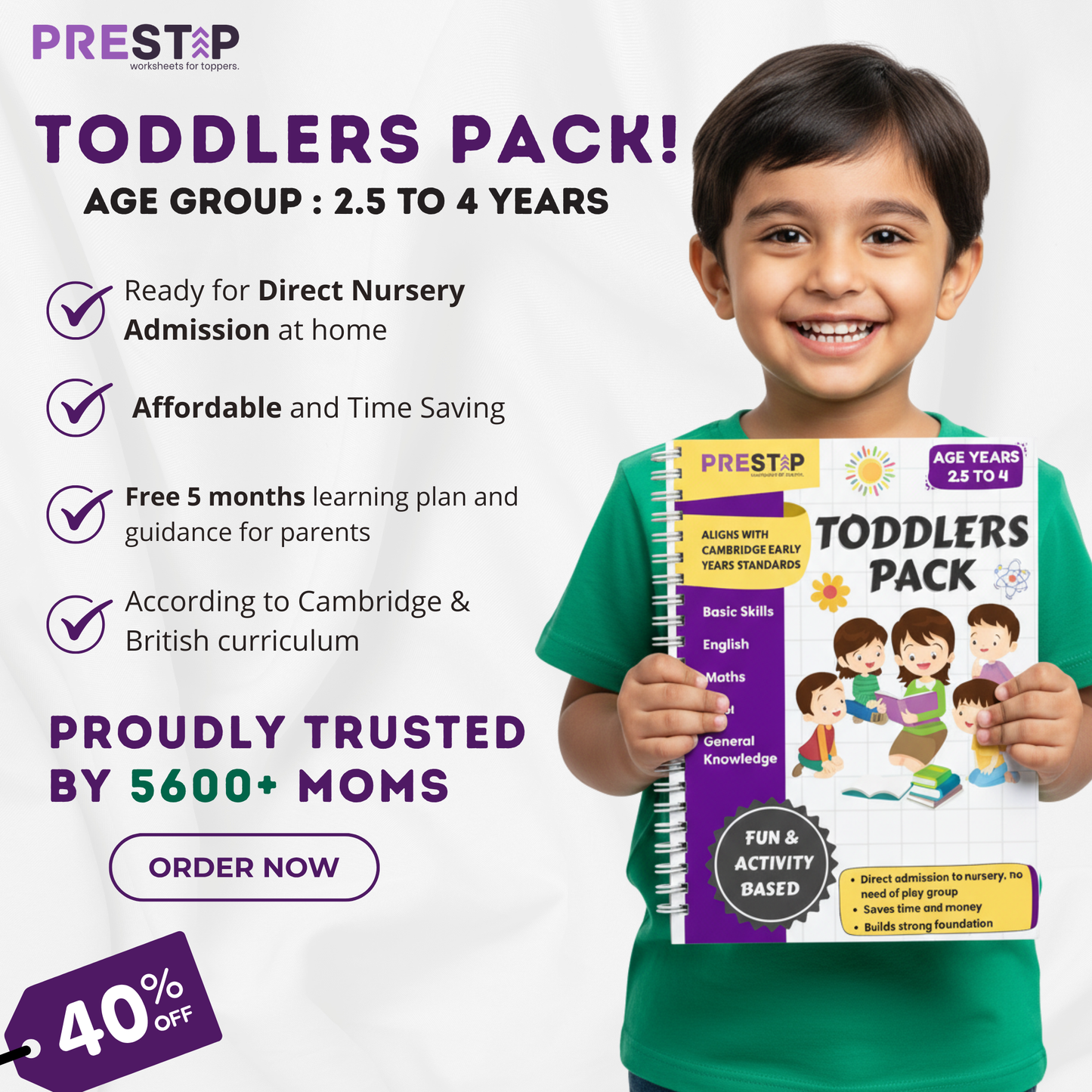 Toddlers Pack | 5 Months Complete Playgroup Course | 270+ worksheets | Free Delivery