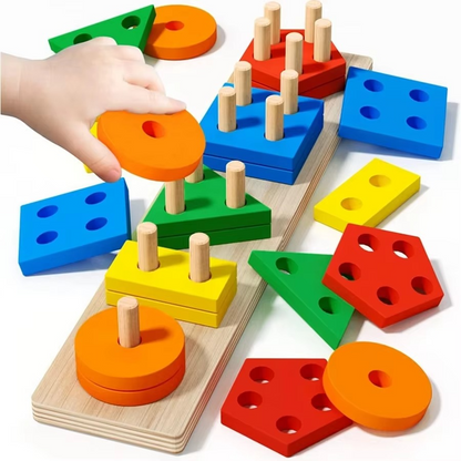 Toddlers Wooden Geometric Blocks