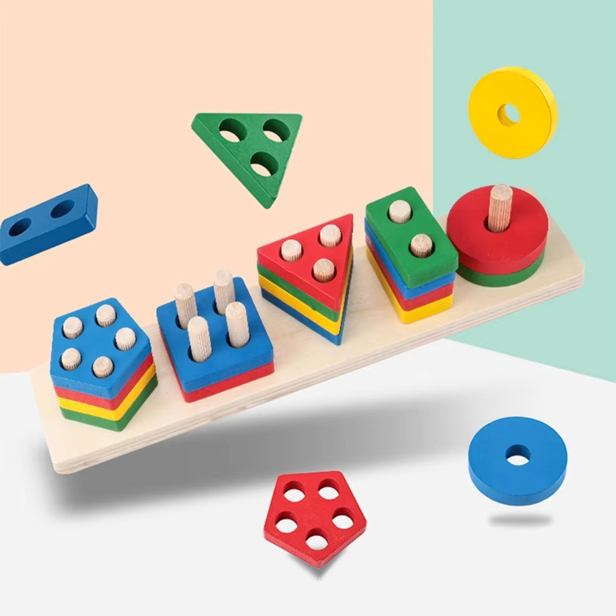 Toddlers Wooden Geometric Blocks
